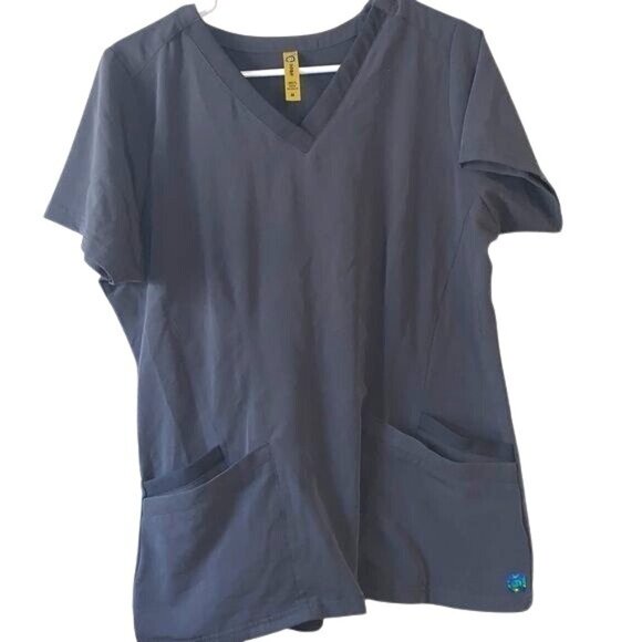 Aero  V-Neck Gray Scrub Top With Pockets For Women M - Picture 1 of 9